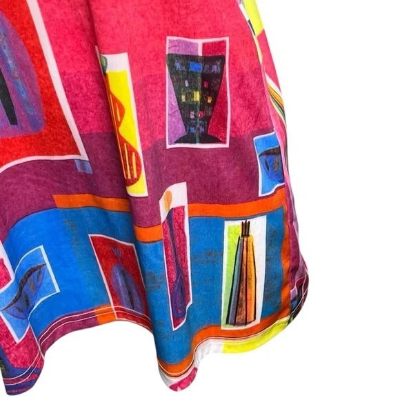 Todd Oldham Maker Shop Printed Art to Wear Short Sleeve T-Shirt Dress Size M - Picture 3 of 8